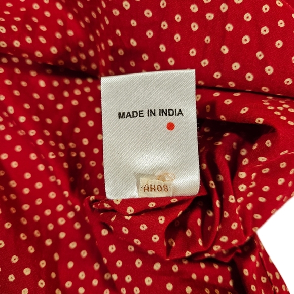 Fabindia Cotton Pleated Front Sleevless Dress, Red, Medium - Picture 9 of 13
